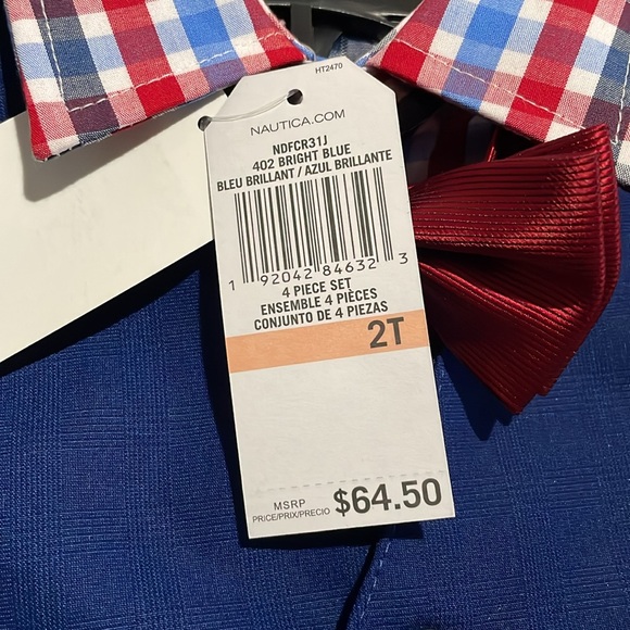 New! Nautica Boys TONAL WINDOWPANE Bright Blue 4 Piece Vest Set Size 2T - Picture 9 of 9